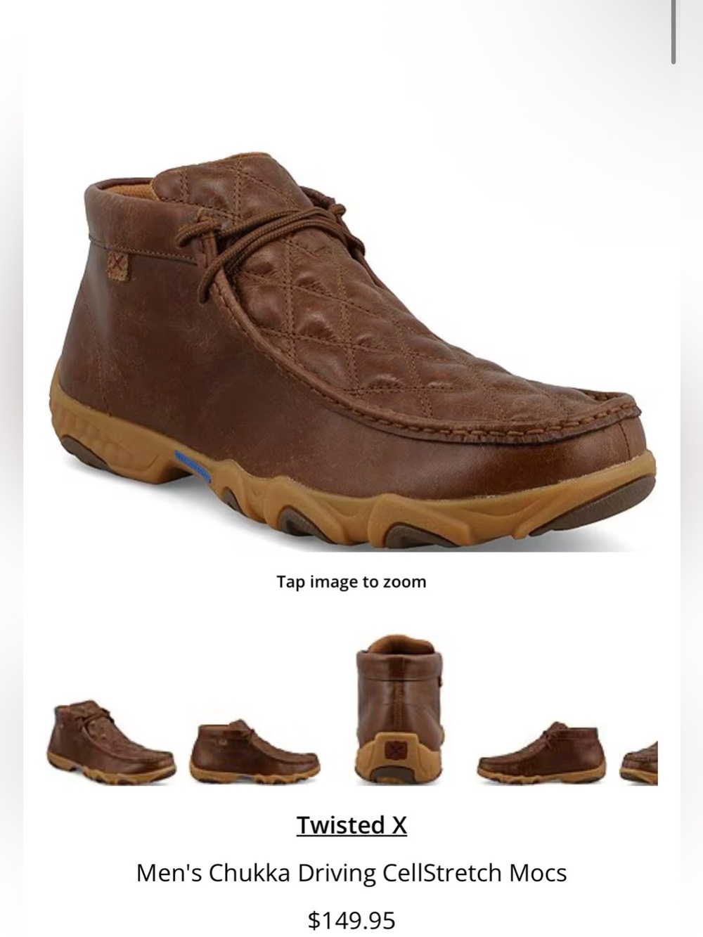 Twisted X Brown Men's Chukka Driving CellStretch Mocs - Size 9
